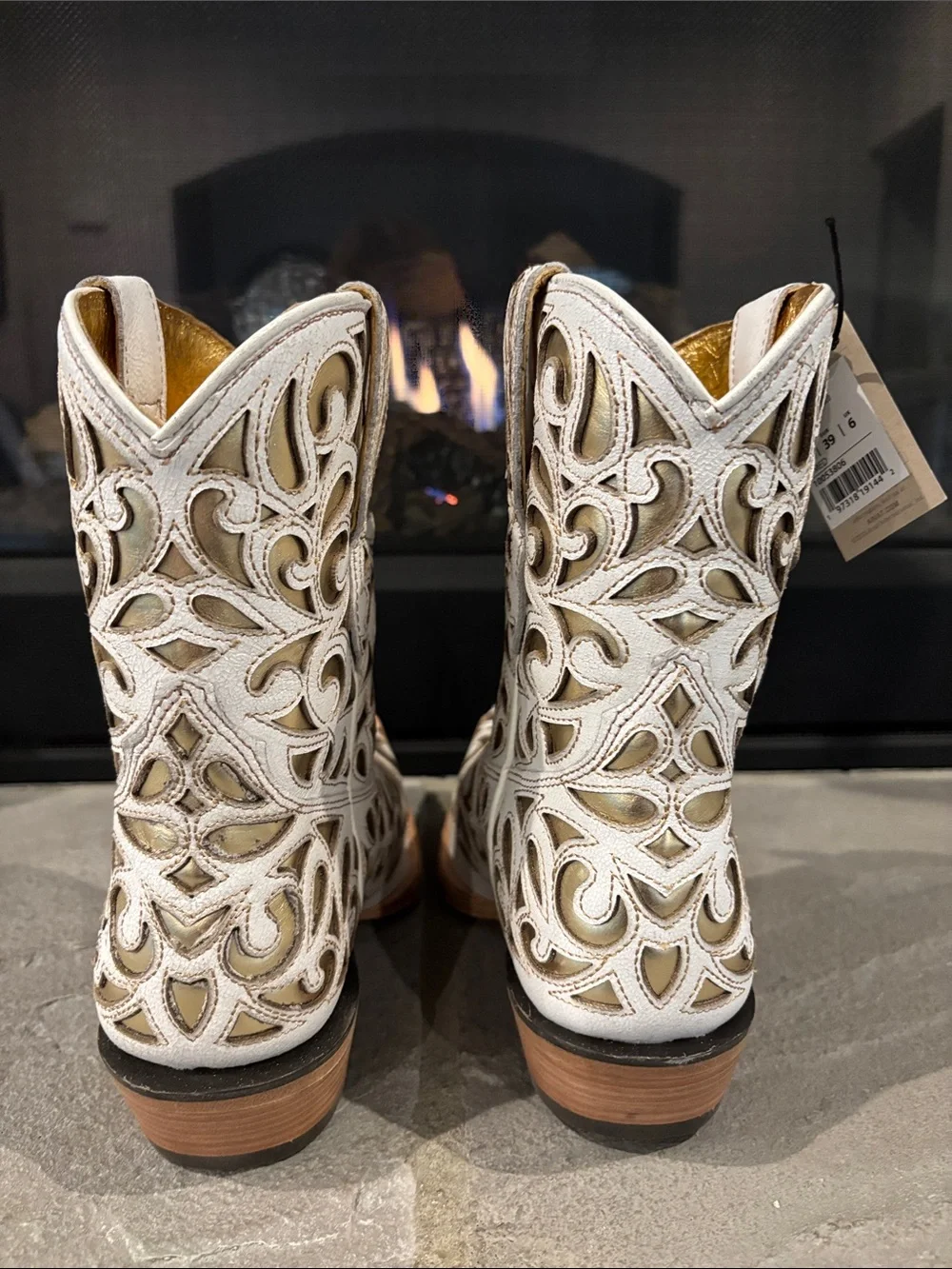 Ariat Valentina Classic Alabaster/Gold full grain leather,X toe,ATS,Western - Picture 3 of 13
